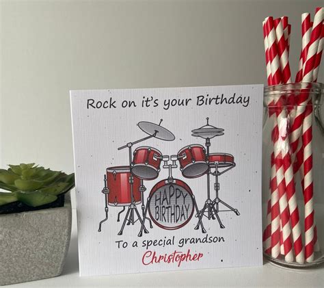 Personalised Birthday Card Music Drums Etsy UK Birthday Cards For