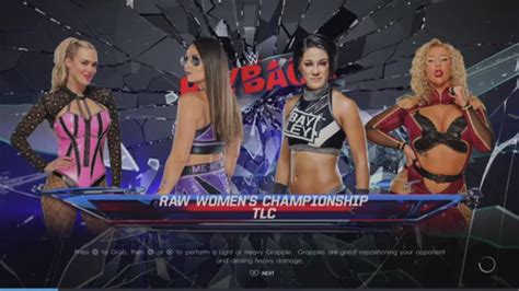 Wwe 2k22 Nikkita Lyons Vs Bayley Emma Lana Fatal 4 Way Tlc Match Wwe Raw Women S Tittle Youtube