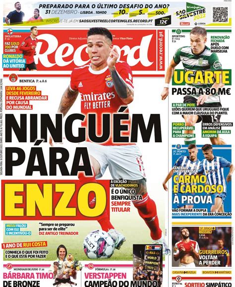 Capa Jornal Record 10 Outubro 2022 Capasjornais Pt