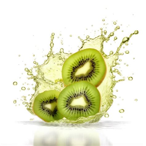 Premium AI Image Kiwi Juice With Splashes With Kiwi Fruit In Isolated