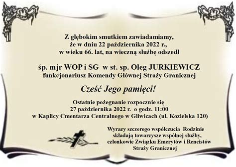 Ostatnie pożegnanie śp mjr WOP SG w st sp Olega JURKIEWICZA ZEiRSG