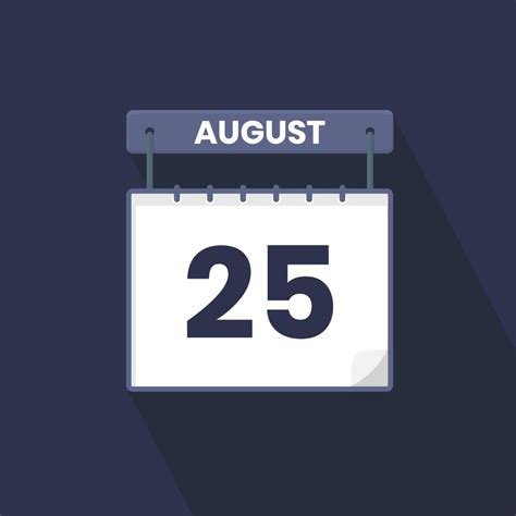 25th August calendar icon. August 25 calendar Date Month icon vector ...