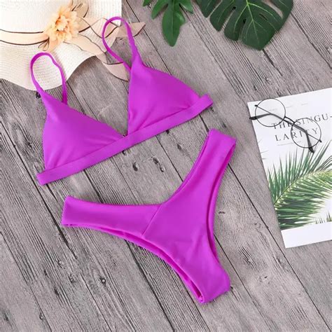 Αγορά Κολύμπι Minimalism Le 2019 Solid Bikini Sets Women s Swimsuit