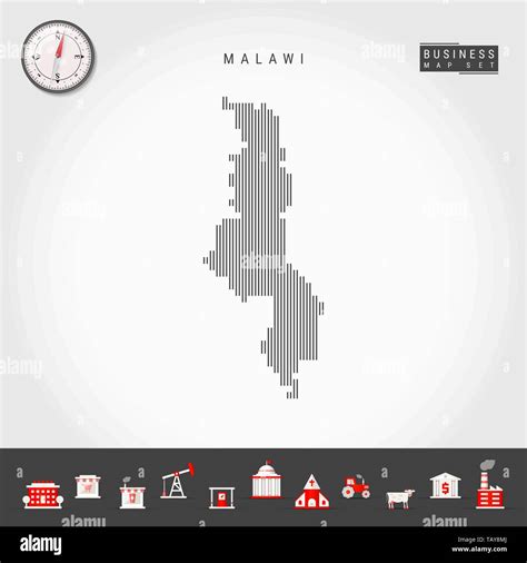 Vector Vertical Lines Pattern Map Of Malawi Striped Simple Silhouette
