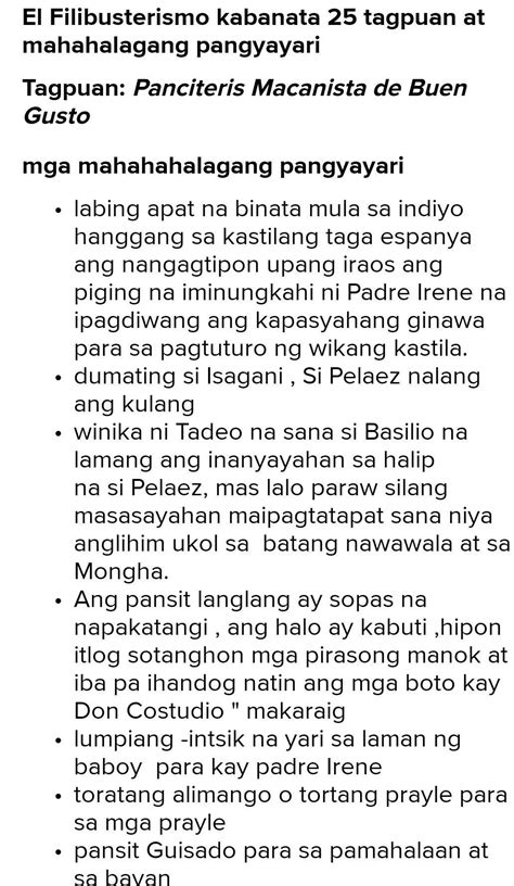 Ano Ang Mga Pangyayari Sa Kabanata 25 Ng El Filibusterismo Please Help