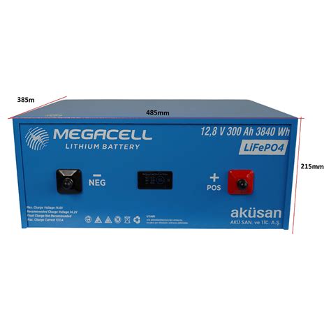 MEGACELL LiFePO4 Metal Kasa Bluetooth 12 8V 300Ah Lityum Demir Fosfat