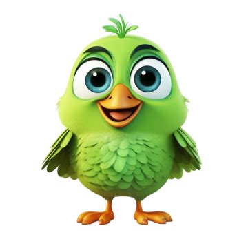 Green Bird Cartoon Character, Bird, Green, Beautiful PNG Transparent ...