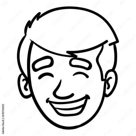 vector cartoon drawing of a head. illustration, cartoon, outline, woman, man, laughing. Stock ...