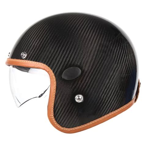 Casque Helstons Naked Helmet Noir Carbon Shiny Jet Moto Vintage