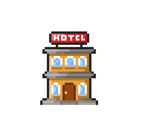 hotel building in pixel art style 22024902 Vector Art at Vecteezy