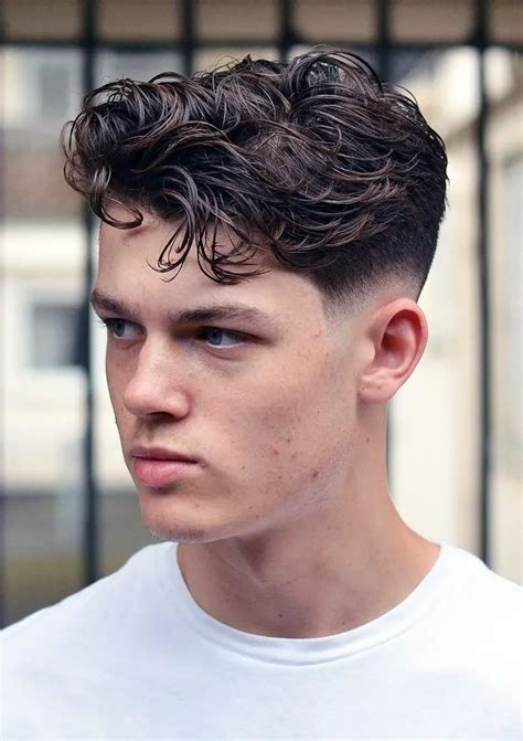 Men Haircut Curly Hair Low Fade Haircut Textured Haircut Wavy Hair