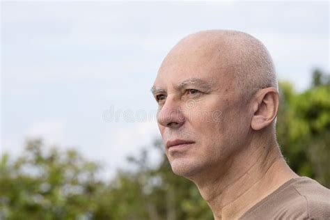 Seniors Portrait Contemplative Old Caucasian Man Stock Image Image