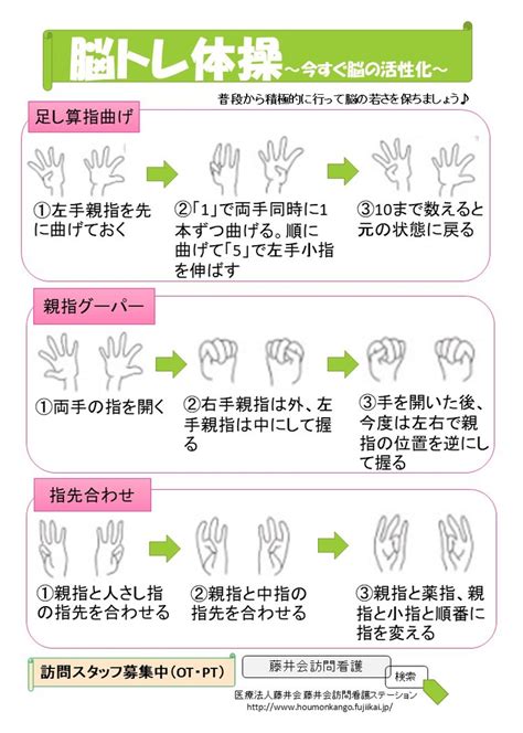 脳トレ体操 ～今すぐ脳の活性化～ 藤井会訪問看護ステーション