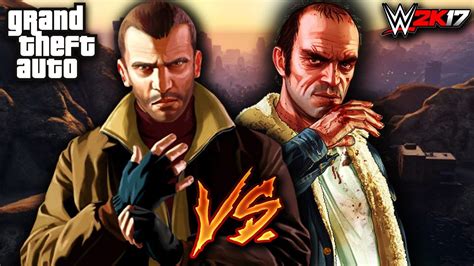 NIKO BELLIC vs TREVOR PHLLIPS | GTA en WWE2K17 - YouTube