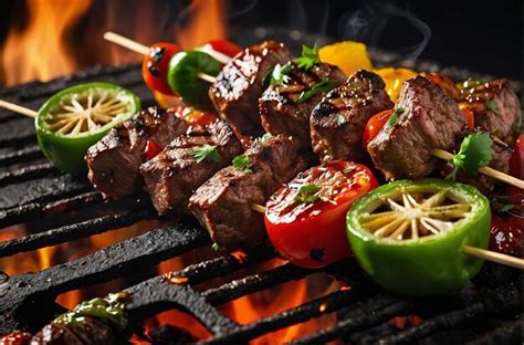 Premium Photo Chargrilled Beef Kebabs