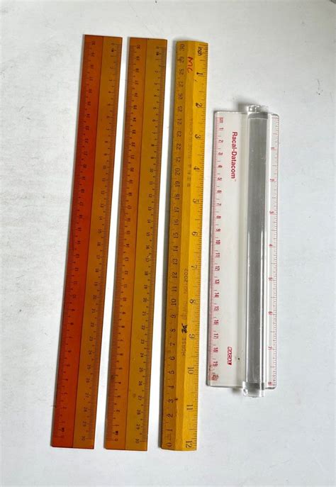 Fwp Vintage Plastic Rulers Wooden Ruler Racal Datacom Ruler With