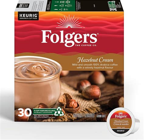 Folgers Hazelnut Cream Flavoured Coffee Single Serve K Cup Pods For