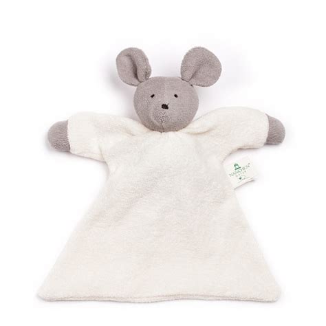 Doudou Plat Nanchen Natur Souris Coton Bio Eponge Ecru Gris Ekobutiks