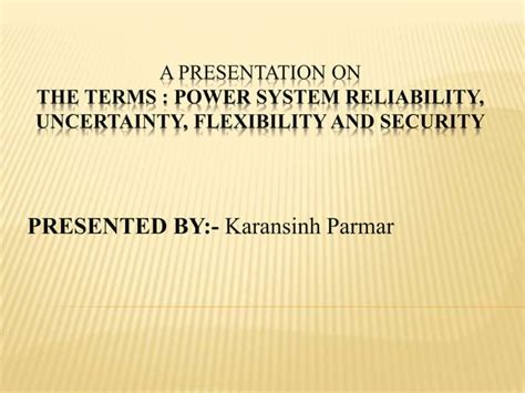 A Presentation On Power System Reliability Ppt