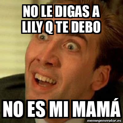 Meme No Me Digas No Le Digas A Lily Q Te Debo No Es Mi Mam