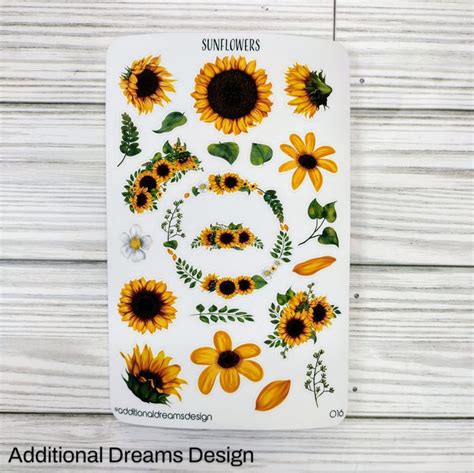 Sunflower Sticker Sheet Cute Sticker Sheet Decorative Stickers