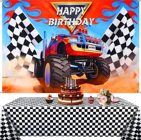 Amazon LEOWEST 2pcs Monster Truck Tablecloth Table Cover For