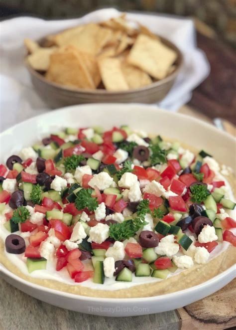 7 Layer Greek Hummus Dip Super Easy Appetizer Idea For A Crowd