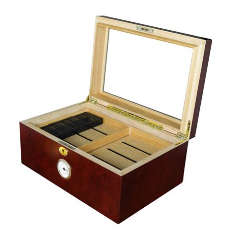 Cigar Humidors Royal Glass Top Cigar Box For Cigars With Hygrometer