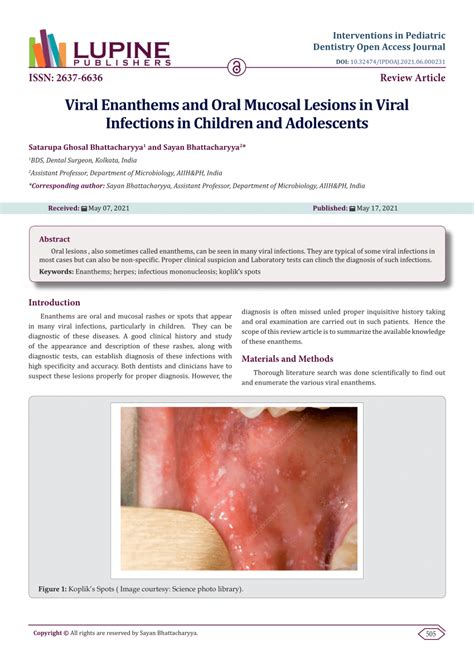 Pdf Viral Enanthems And Oral Mucosal Lesions In Viral Infections In