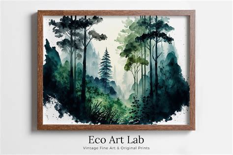 Watercolor Forest Landscape Printable. Printable Wall Art. Green Forest ...