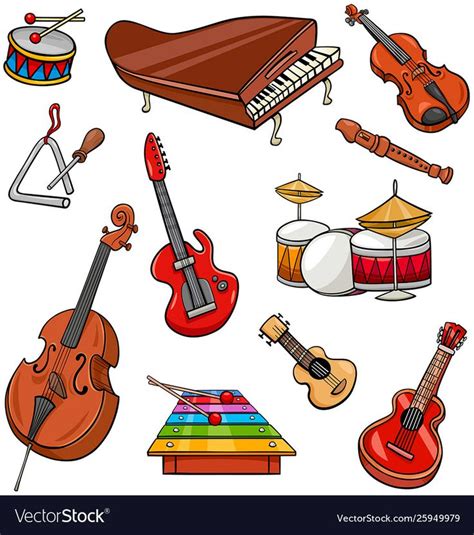 Musical Instruments Cartoon Set Royalty Free Vector Image Cartoon