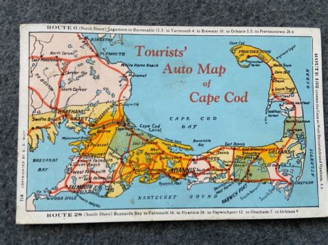 Tourists Auto Map Of Cape Cod Vintage Postcard EBay