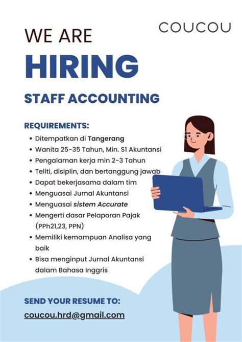 Lowongan Kerja Staff Accounting Di PT Cou Cou Indonesia JakartaKerja