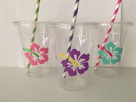 Hawaiian Luau Party Cups Birthday Party Hawaii Birthday Party Summer