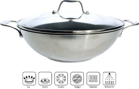 Wok Royal VKB 36 Cm Mit Glas Deckel Edelstahl Antihaft Wok Pfanne Auch