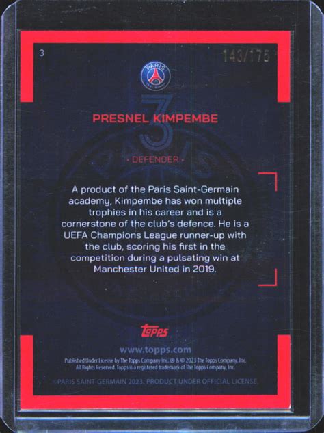 Topps Paris Saint Presnel Kimpembe Germain Team Set Teal