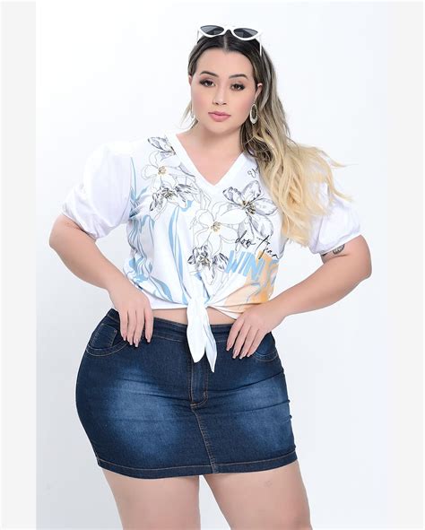 Riachuelo Saia Jeans em Algodão Elastano Plus Size