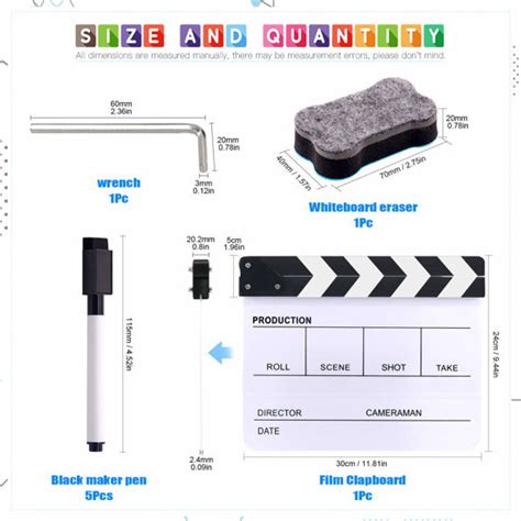 Getuscart Glarks Pcs X Inch Acrylic Film Directors Clapboard