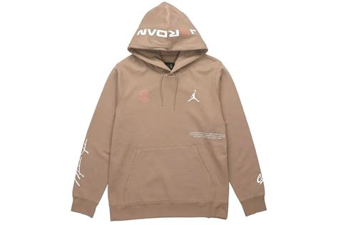 Air Jordan X Clot Crossover Logo Printed Hoodie Brown Mens Us