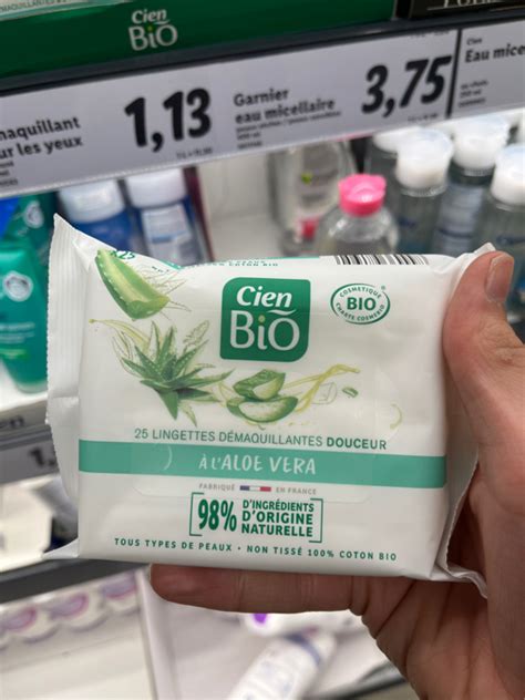 Cien Bio 25 lingettes démaquillantes douceur à l Aloe Vera INCI Beauty