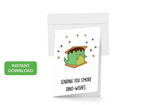 Cute Dinosaur Card Smore Birthday Card Kawaii Birthday Etsy