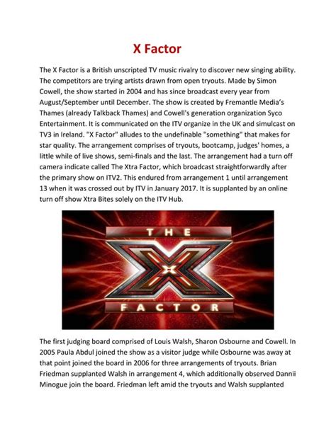 X Factor History Judges Series And Reception Detals Pdf