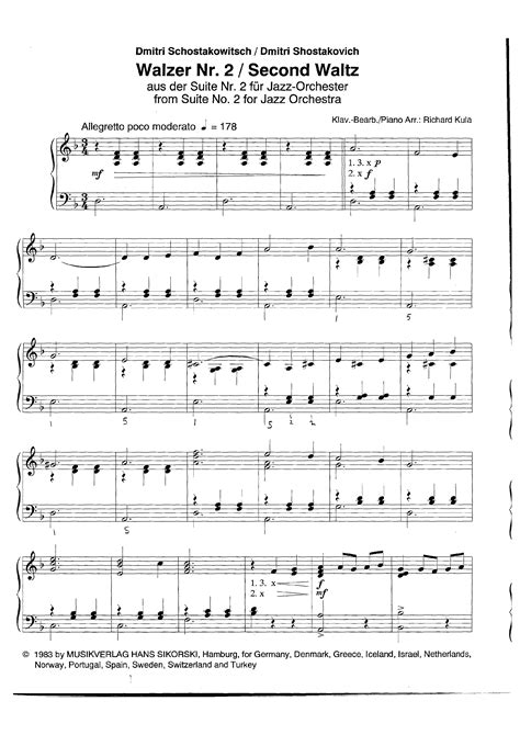 Dimitri Shostakovich Second Waltz Sheet Music Pdfcoffeecom