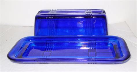 Vintage Cobalt Blue Depression Glass Butter Dish Beautiful Design Nr Antique Price Guide