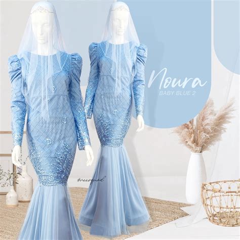 Songket Pengantin Baby Blue Baju Kahwin Baby Blue Pakaian Pesta Gaun