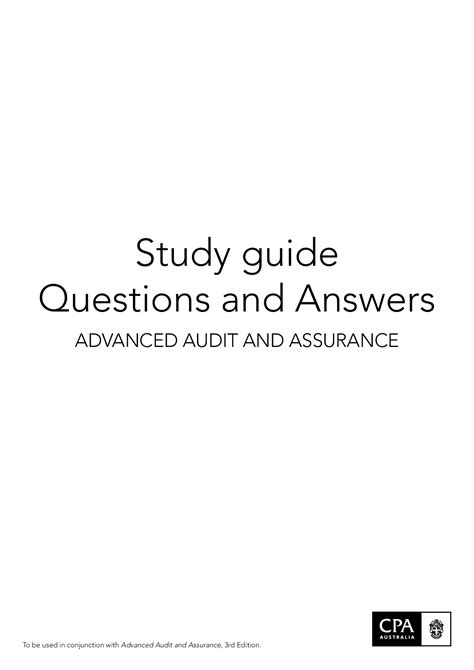 Study Guide Questions And Answers Advanced Audit And Assurance 3rd