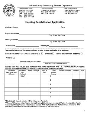 Fillable Online Housing Rehabilitation Application Mohave County Fax