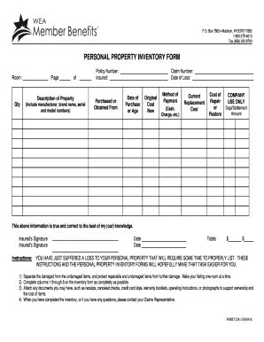 Personal Financial Inventory Worksheet Excel Fill And Sign