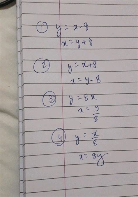 Work Out The Inverse Of Each Function A Y X Quad B Y X Quad C Y