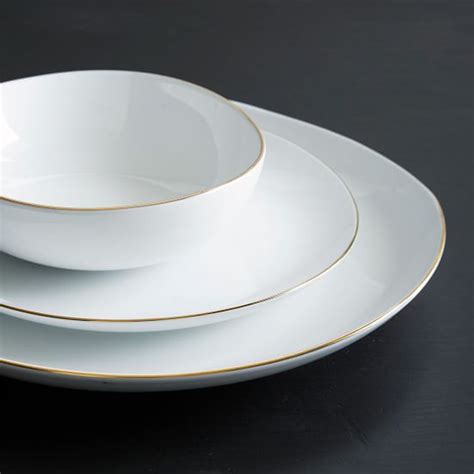 Organic Porcelain Gold Rimmed Dinner Plate Sets West Elm